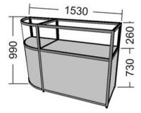 Прилавок остекленный скругленный